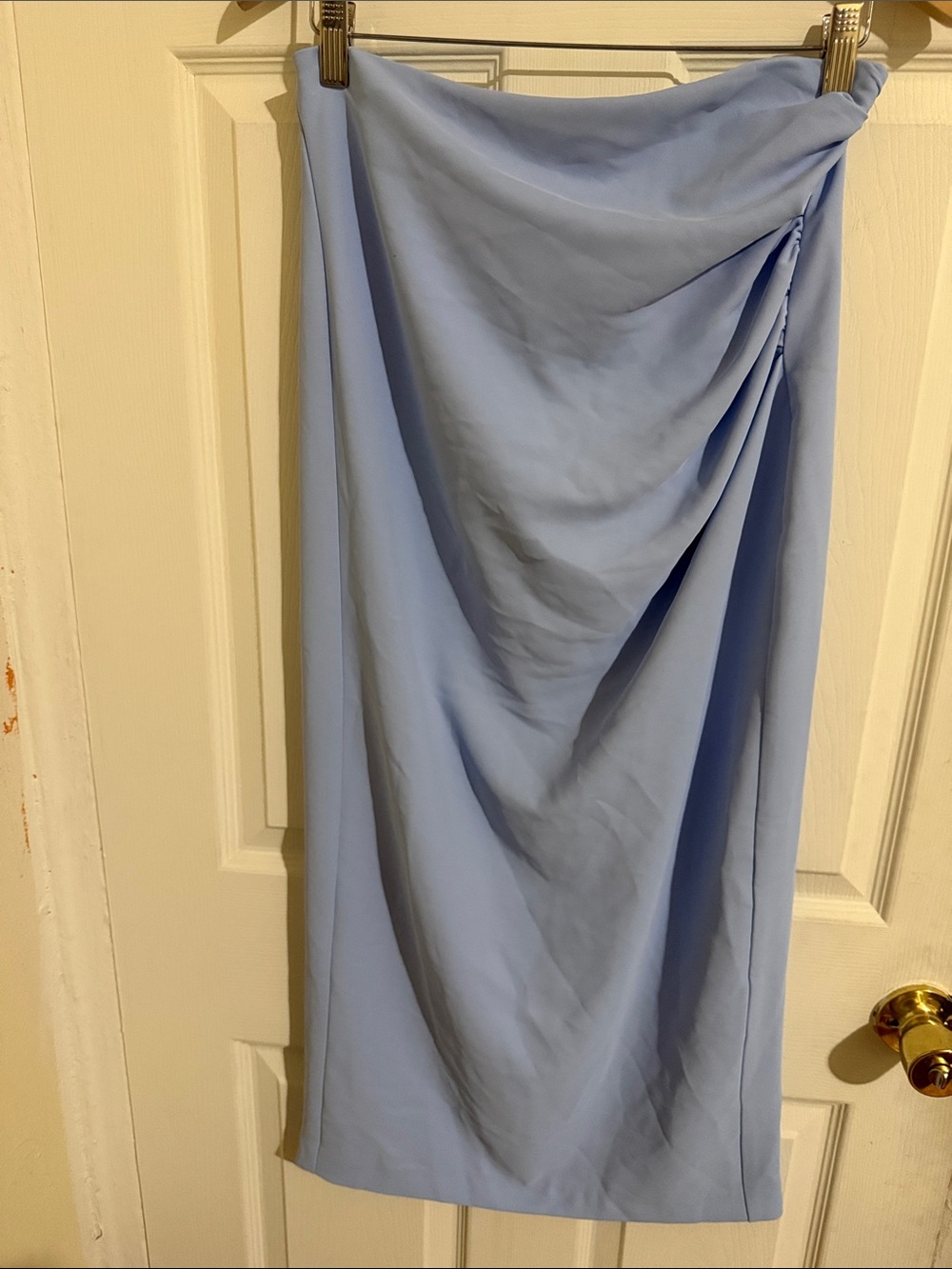 Zara Sky Blue Draped Midi Skirt
